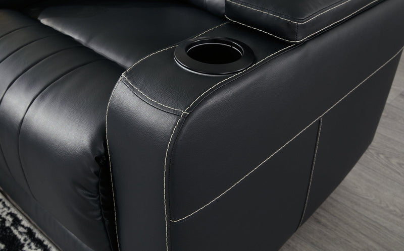 Center Point Black Reclining Loveseat with Console