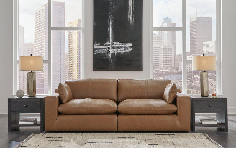 Emilia Caramel 2-Piece Sectional Loveseat