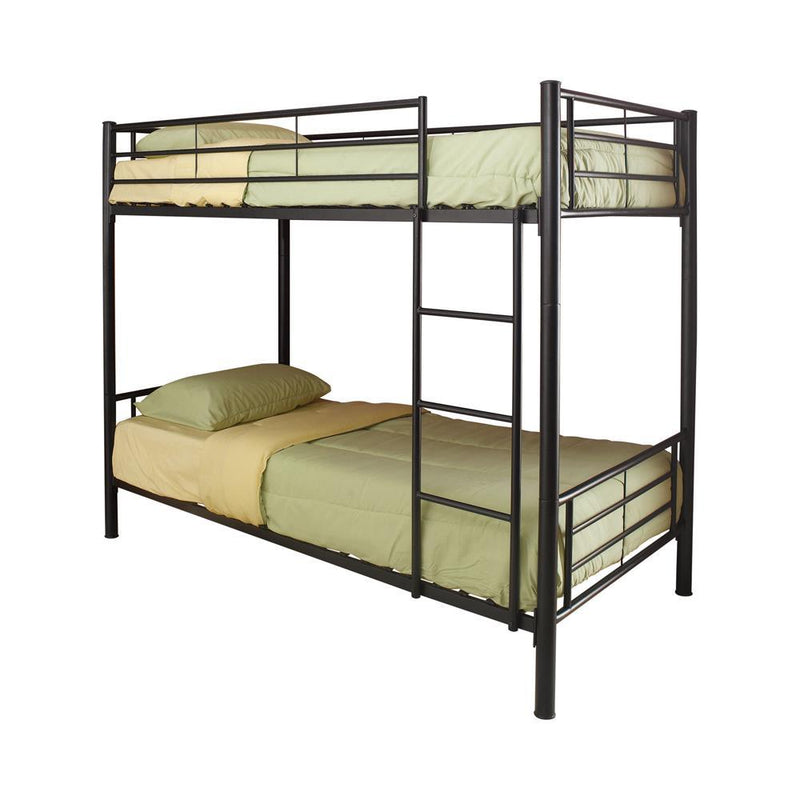 Denley Black Metal Twin-Over-Twin Bunk Bed