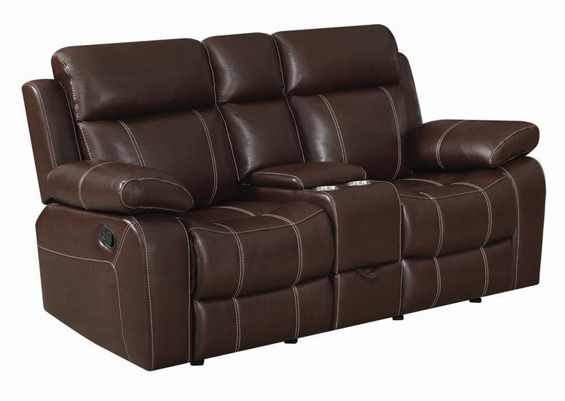 Myleene Chestnut Leather Reclining Loveseat