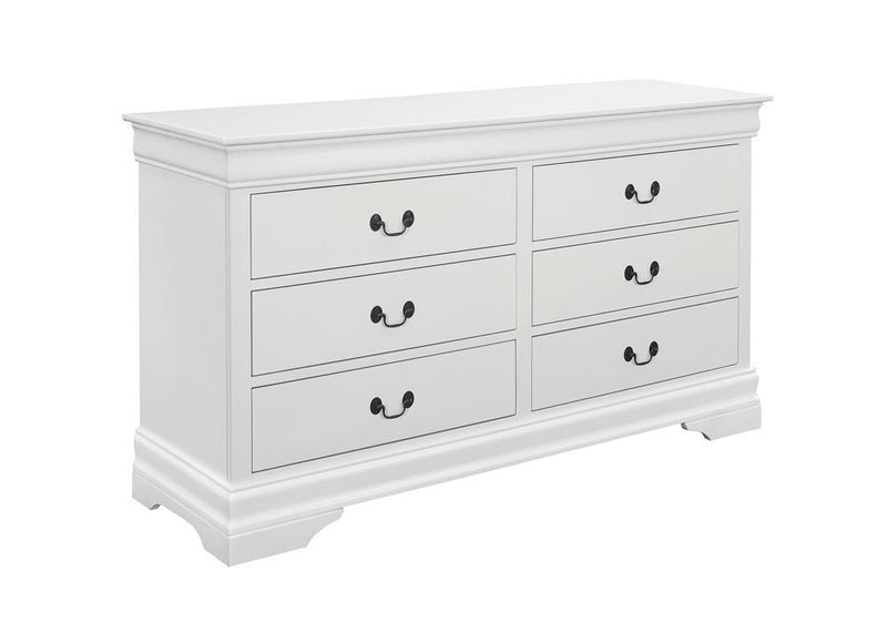 Louis Philippe White Six-Drawer Dresser