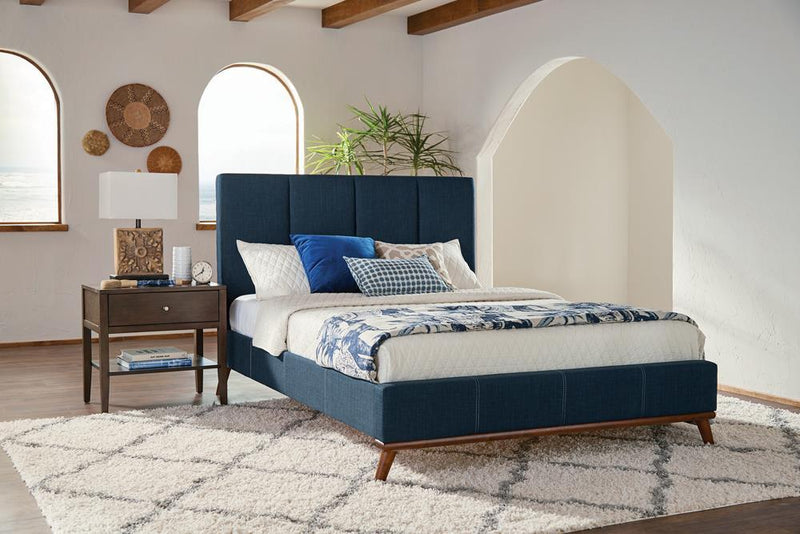 Charity Blue Upholstered Queen Bed