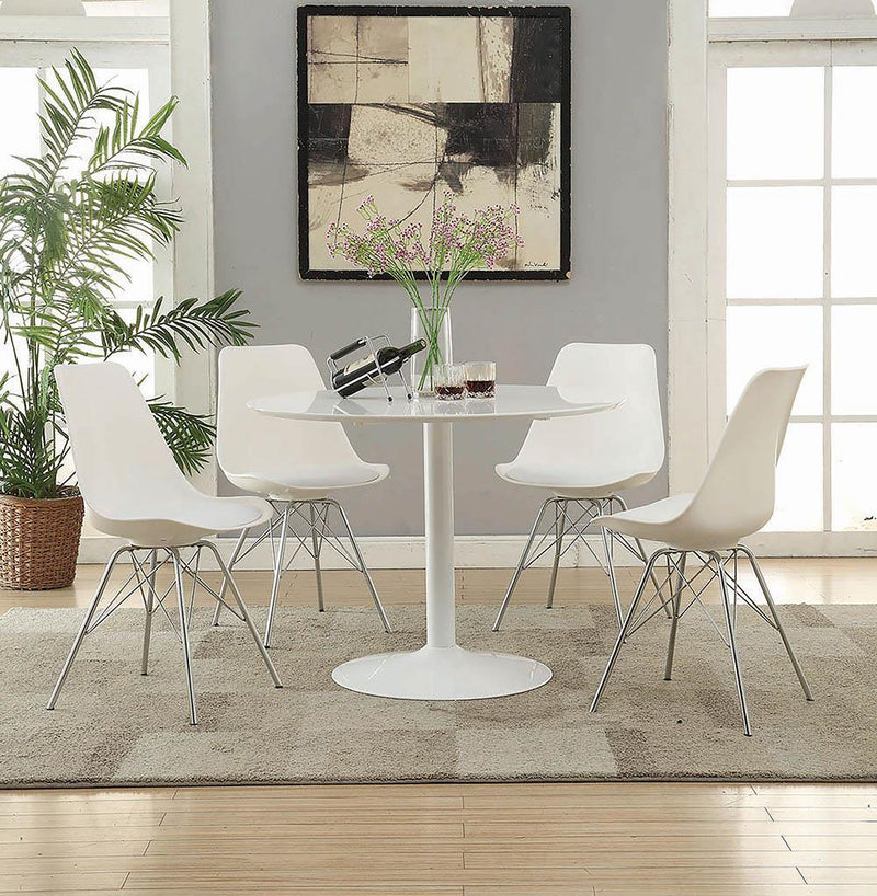 Lowry Mid-Century Modern White Round Dining Table