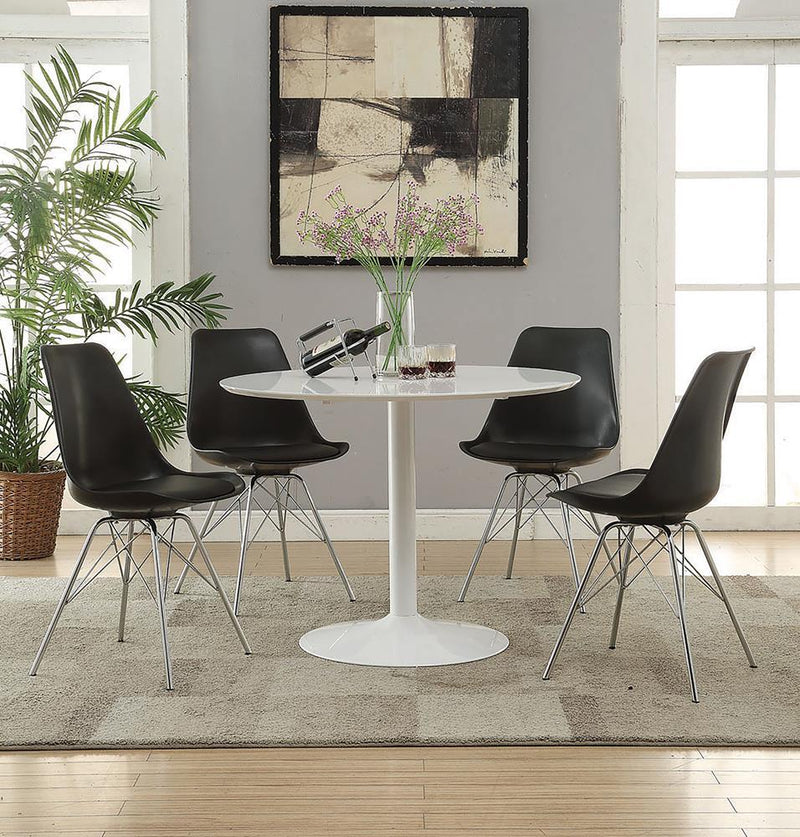 Lowry Mid-Century Modern White Round Dining Table