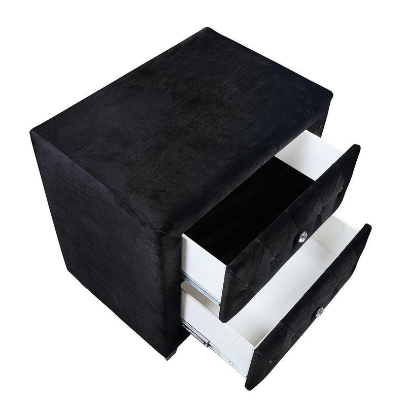 Deanna Contemporary Black and Metallic Nightstand