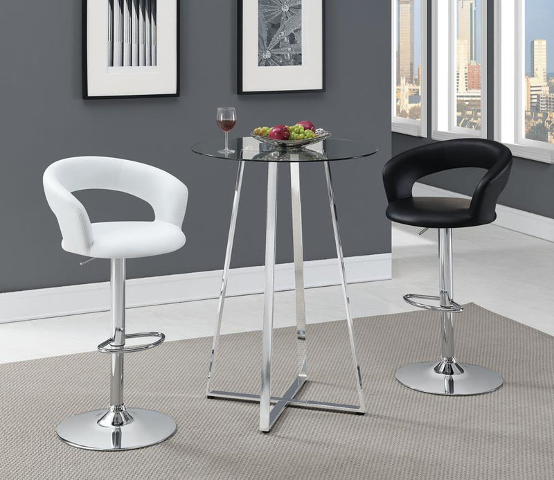 G100026 Contemporary Chrome and Glass Bar Table