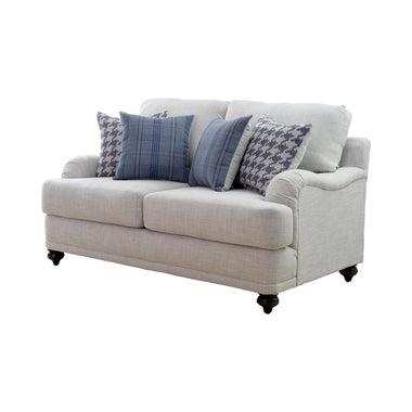 Gwen Recessed Arms Loveseat Light Grey