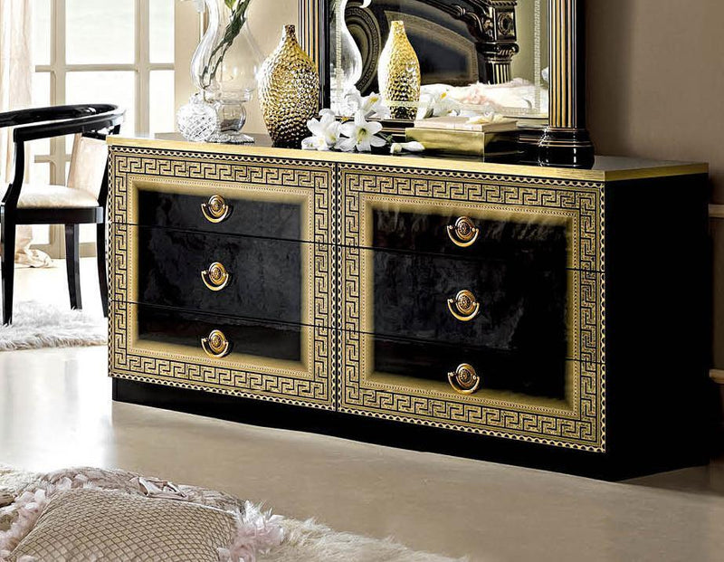 ESF Furniture Aida Double Dresser in Black w/ Gold