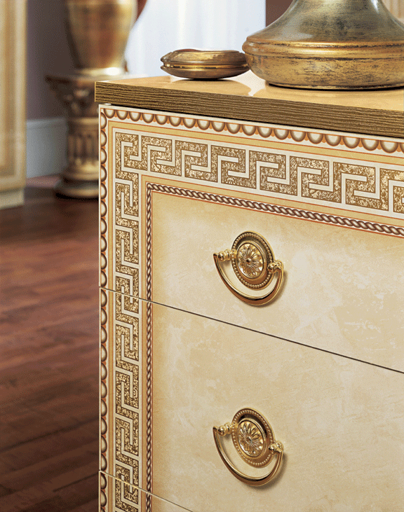 ESF Furniture Aida Single Dresser in Ivory w/ Gold