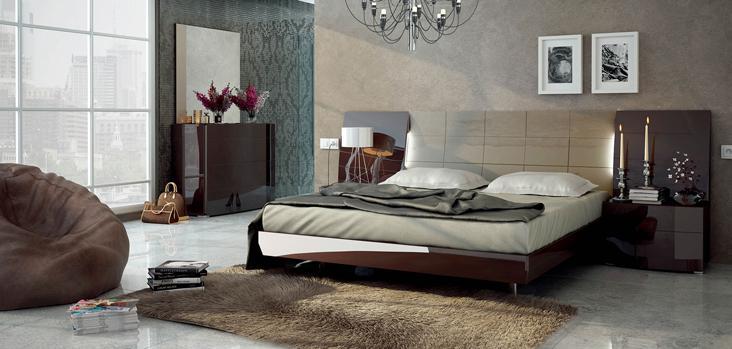 ESF Furniture Barcelona King Platform with Storage Bed in Dark Brown