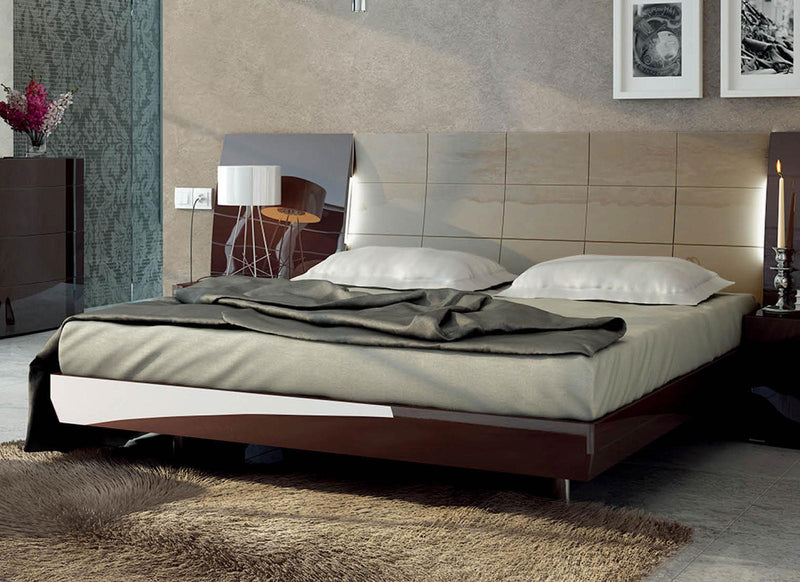 ESF Furniture Barcelona King Platform with Storage Bed in Dark Brown