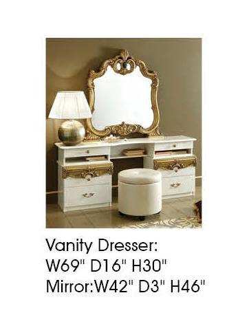 ESF Furniture Barocco Mirror in Ivory w/ Gold