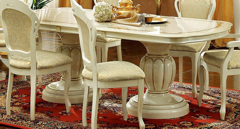 ESF Furniture Leonardo Dining Table w/18" Extension in Ivory