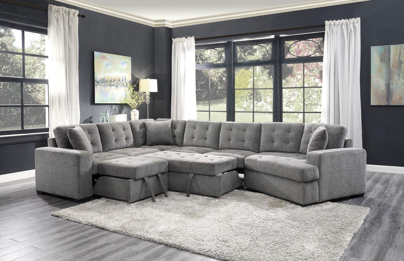 Homelegance Furniture Logansport Corner Seat with 1 Pillow in Gray 9401GRY-CR