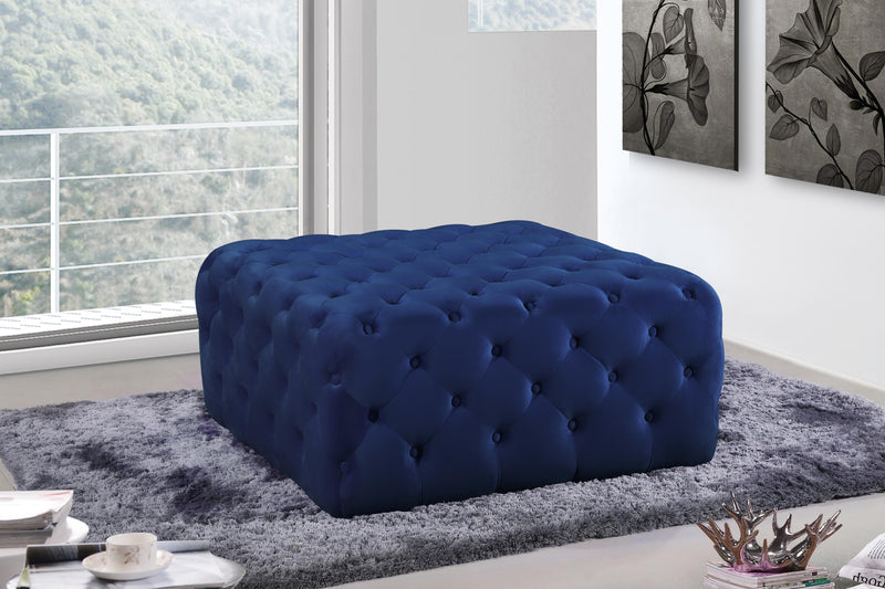 Ariel Navy Velvet Ottoman/Bench