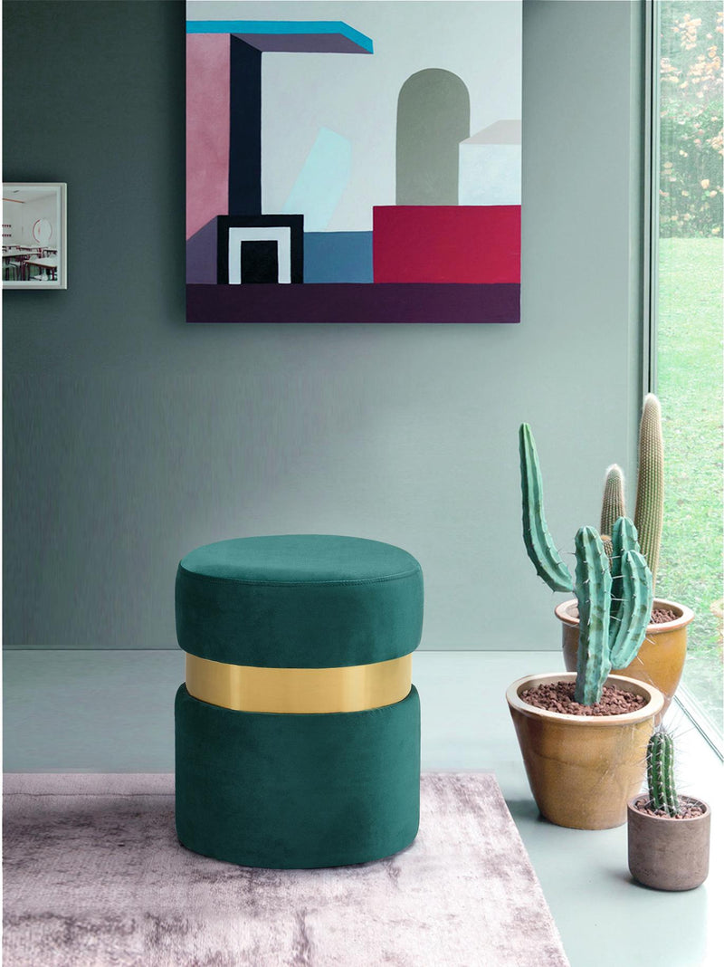 Hailey Green Velvet Ottoman/Stool