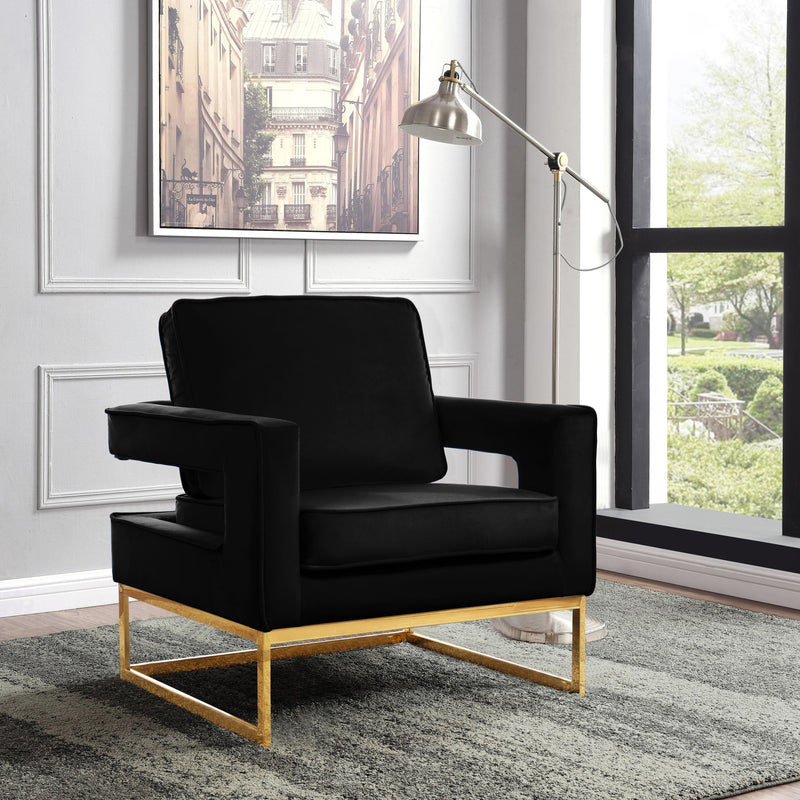 Noah Black Velvet Accent Chair