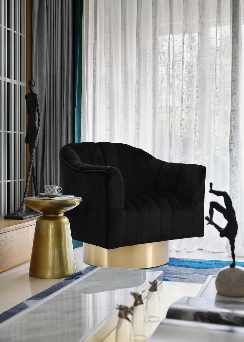 Farrah Black Velvet Accent Chair