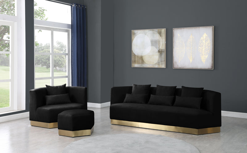 Marquis Black Velvet Sofa