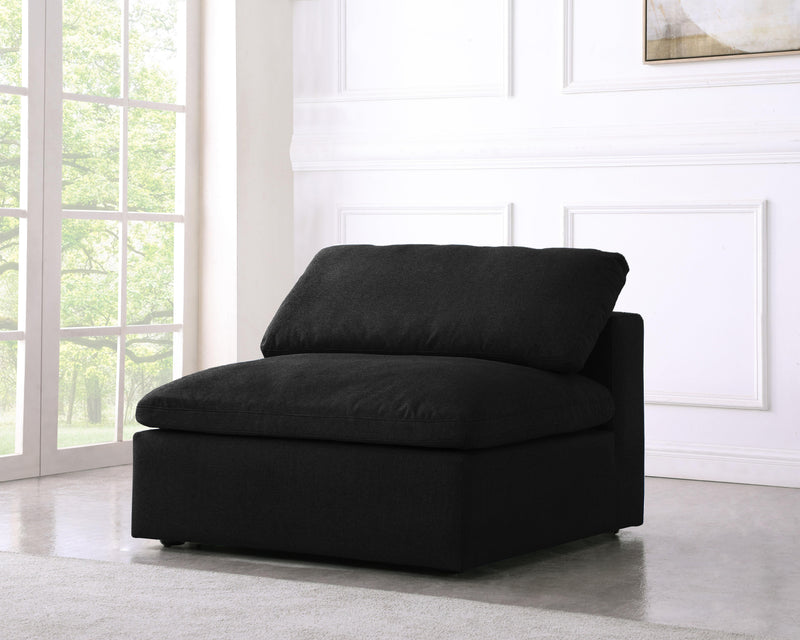 Serene Black Linen Fabric Deluxe Cloud Armless Chair