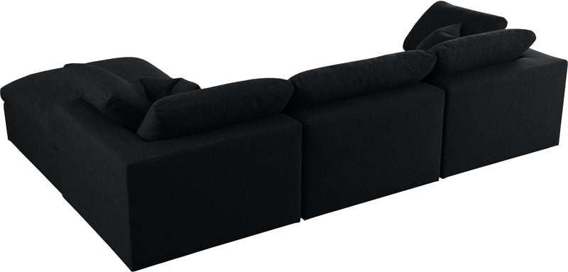 Serene Black Linen Fabric Deluxe Cloud Modular Sectional