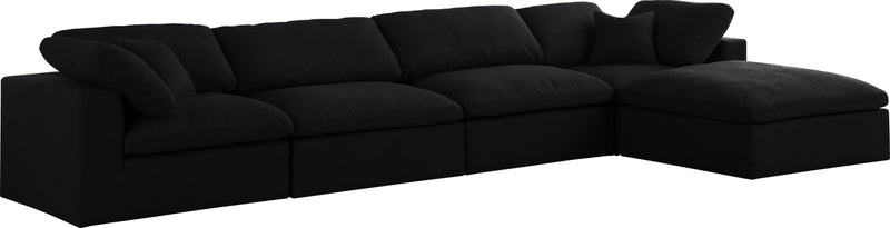 Serene Black Linen Fabric Deluxe Cloud Modular Sectional