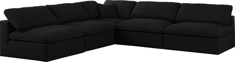 Serene Black Linen Fabric Deluxe Cloud Modular Sectional