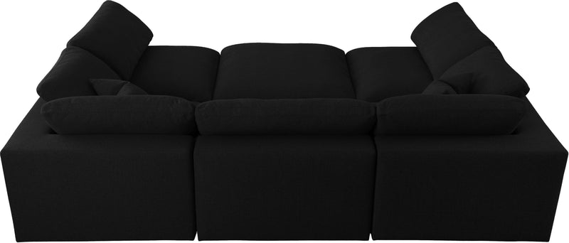 Serene Black Linen Fabric Deluxe Cloud Modular Sectional