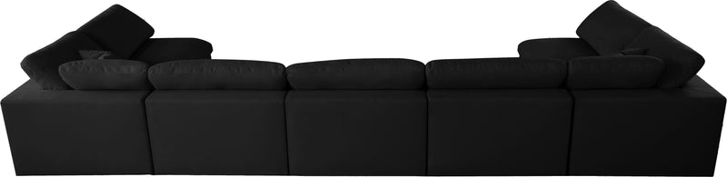 Serene Black Linen Fabric Deluxe Cloud Modular Sectional