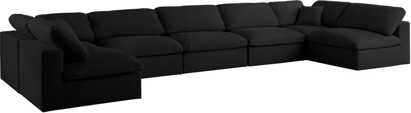 Serene Black Linen Fabric Deluxe Cloud Modular Sectional