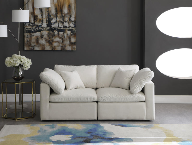 Plush Cream Velvet Standard Cloud Modular Sofa