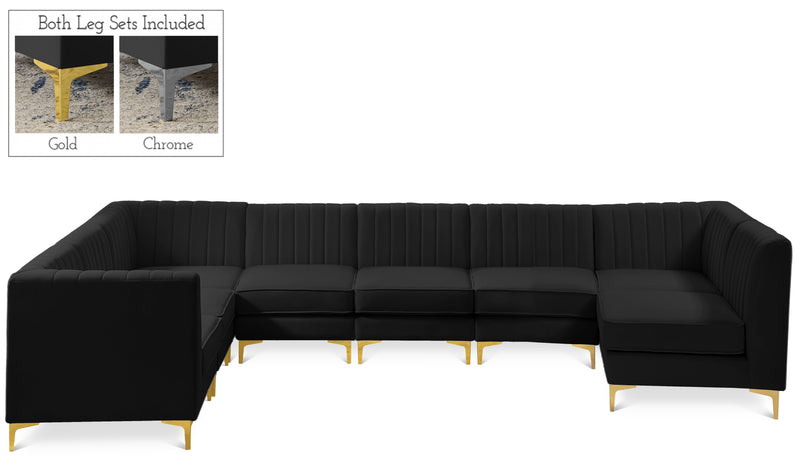 Alina Black Velvet Modular Sectional