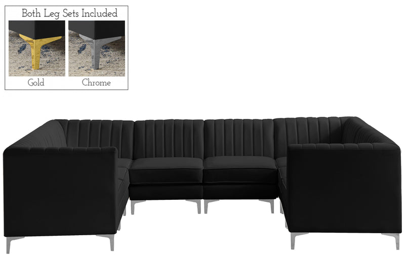 Alina Black Velvet Modular Sectional