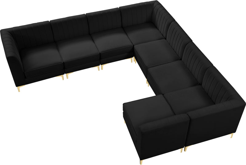 Alina Black Velvet Modular Sectional