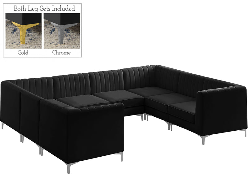 Alina Black Velvet Modular Sectional