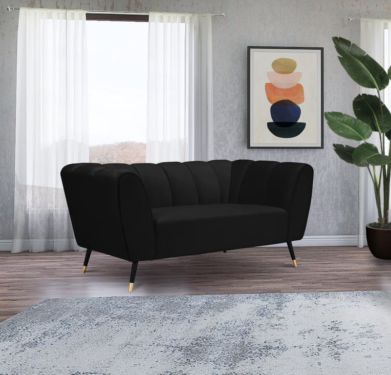 Beaumont Black Velvet Loveseat