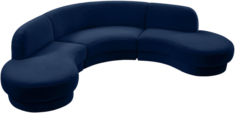 Rosa Navy Velvet 3pc. Sectional (3 Boxes)