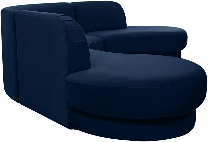 Rosa Navy Velvet 3pc. Sectional (3 Boxes)