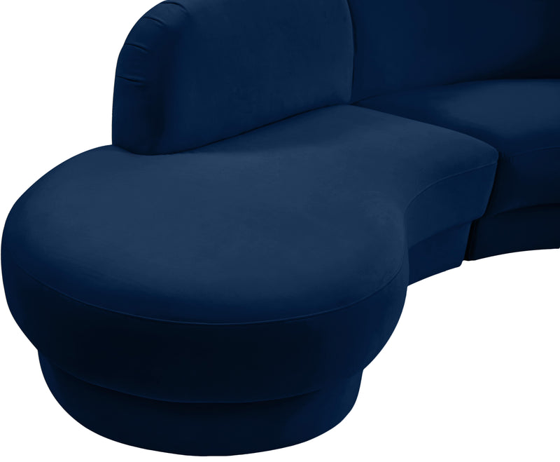 Rosa Navy Velvet 3pc. Sectional (3 Boxes)