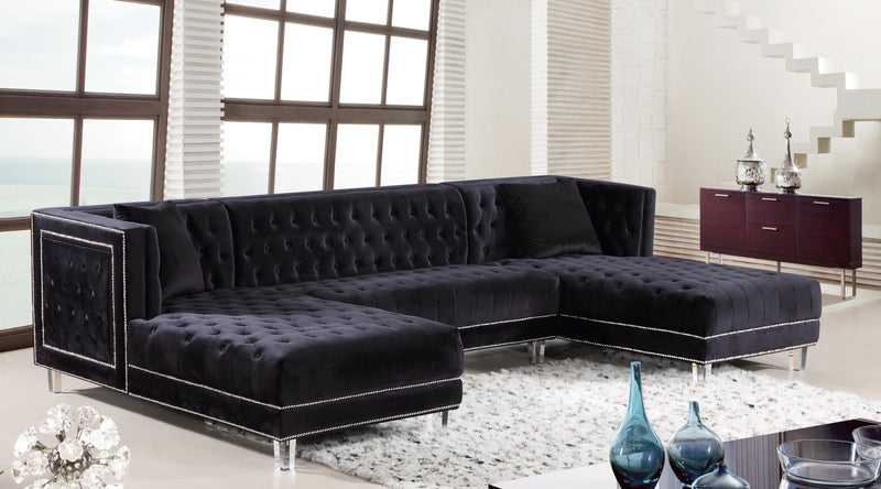 Moda Black Velvet 3pc. Sectional