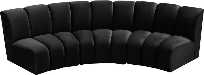 Infinity Black Velvet 3pc. Modular Sectional