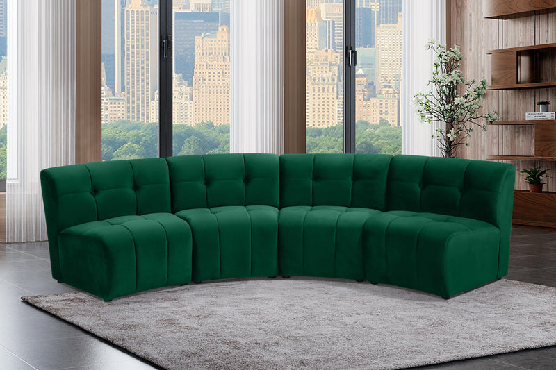 Limitless Green Velvet 4pc. Modular Sectional