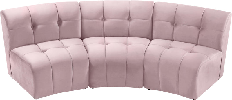 Limitless Pink Velvet 3pc. Modular Sectional