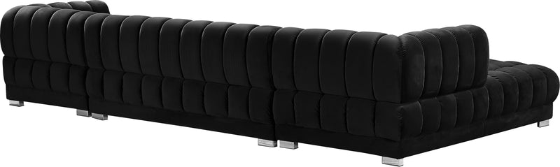 Gwen Black Velvet 3pc. Sectional (3 Boxes)