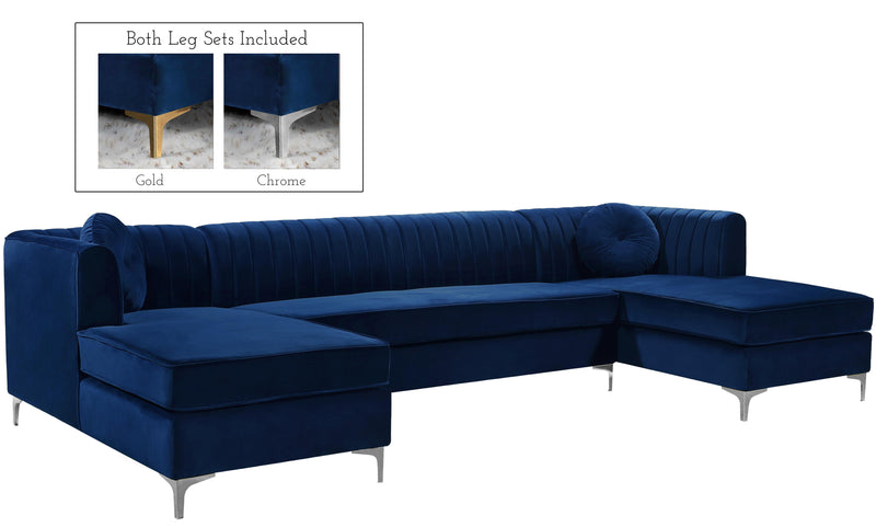 Graham Navy Velvet 3pc. Sectional