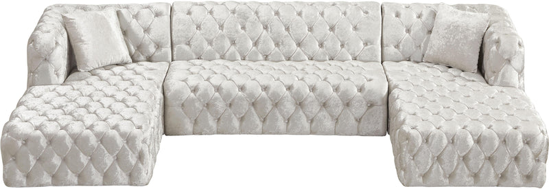 Coco White Velvet 3pc. Sectional (3 Boxes)