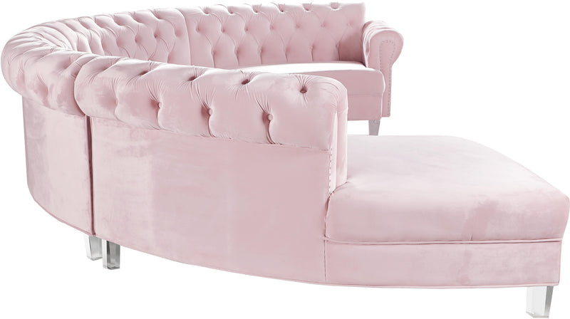 Anabella Pink Velvet 4pc. Sectional