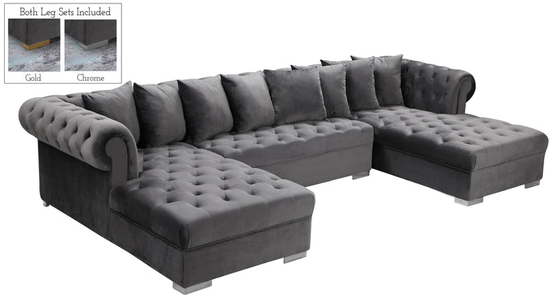 Presley Grey Velvet 3pc. Sectional