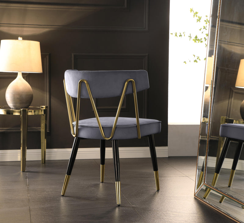 Rheingold Grey Velvet Dining Chair