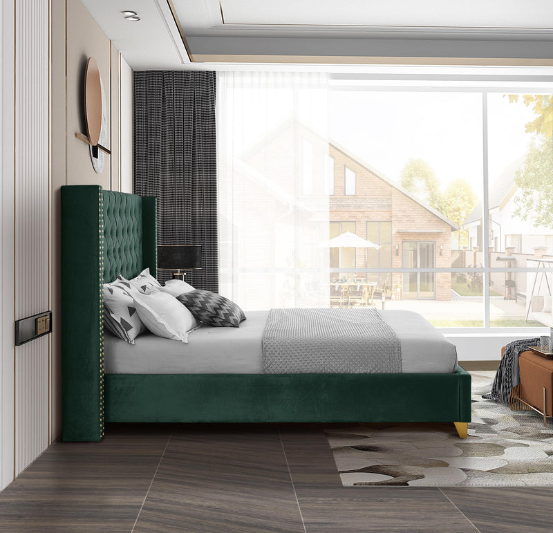 Barolo Green Velvet Full Bed